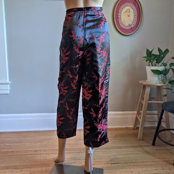 Vintage Y2K Uniform Paul Richard Satin Pants Floral Embroidery High Rise 10P - Picture 3 of 11
